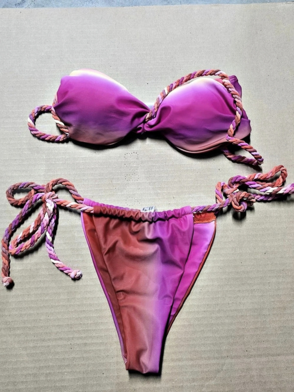 Pink & Red Bikini Set Coverup New
